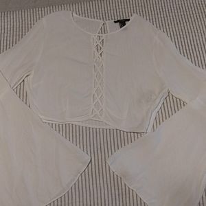 Forever 21 cropped blouse with bell sleeves